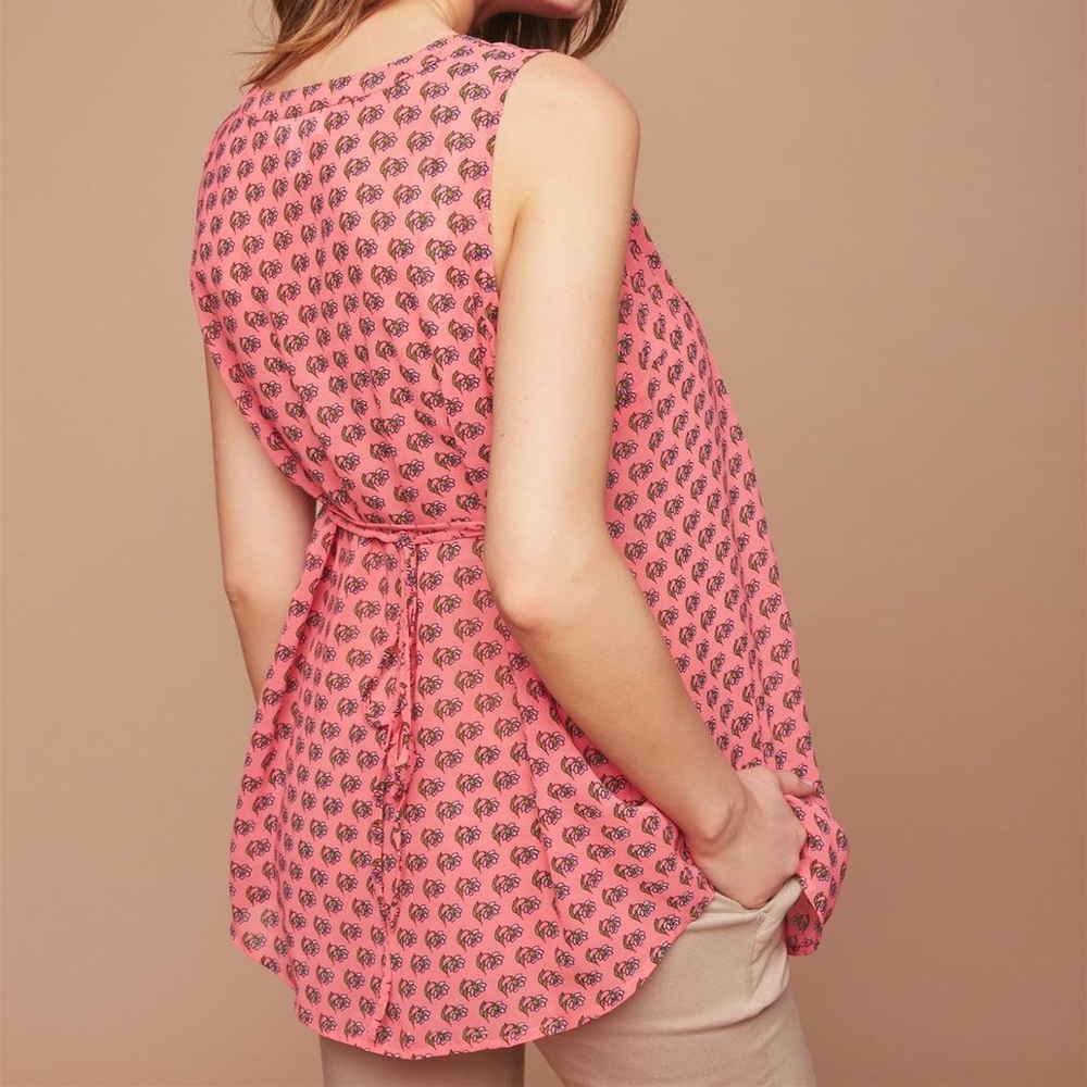 Motherhood Pleated Maternity Blouse Neon Ditsy L